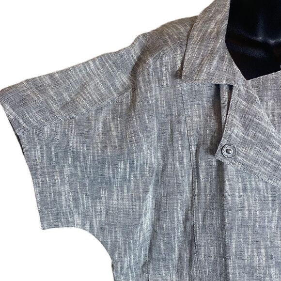 Eileen fisher linen blend moto jacket top small gray/white knit textured - Picture 3 of 8